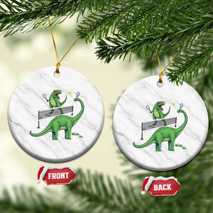 Funny Prehistoric Dinosaur Tennis Player Game Day Ceramic Ornament TS12 1pc White Marble Print Your Wear
