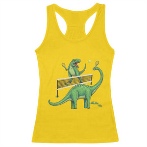 Funny Prehistoric Dinosaur Tennis Player Game Day Racerback Tank Top TS12 Daisy Print Your Wear