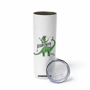 Funny Prehistoric Dinosaur Tennis Player Game Day Skinny Tumbler TS12 Print Your Wear