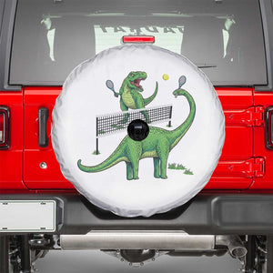 Funny Prehistoric Dinosaur Tennis Player Game Day Spare Tire Cover TS12 White Print Your Wear