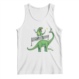 Funny Prehistoric Dinosaur Tennis Player Game Day Tank Top TS12 White Print Your Wear