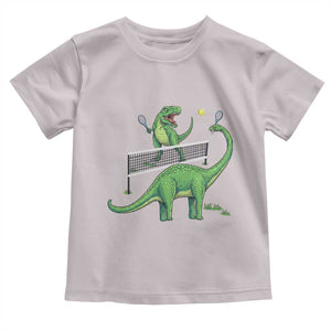 Funny Prehistoric Dinosaur Tennis Player Game Day Toddler T Shirt TS12 Ice Gray Print Your Wear