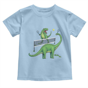 Funny Prehistoric Dinosaur Tennis Player Game Day Toddler T Shirt TS12 Light Blue Print Your Wear