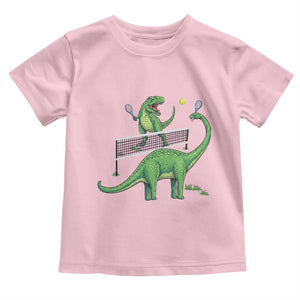 Funny Prehistoric Dinosaur Tennis Player Game Day Toddler T Shirt TS12 Light Pink Print Your Wear