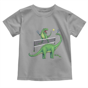 Funny Prehistoric Dinosaur Tennis Player Game Day Toddler T Shirt TS12 Sport Gray Print Your Wear