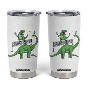Funny Prehistoric Dinosaur Tennis Player Game Day Tumbler Cup TS12 White Print Your Wear