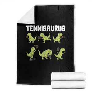 Funny Prehistoric Dinosaur Tennis Player Throw Blanket Gift For Tennis Fans TS12 Black Print Your Wear