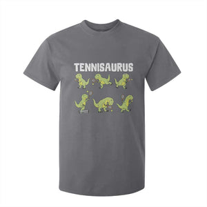 Funny Prehistoric Dinosaur Tennis Player T Shirt For Kid Gift For Tennis Fans TS12 Charcoal Print Your Wear