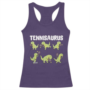 Funny Prehistoric Dinosaur Tennis Player Racerback Tank Top Gift For Tennis Fans TS12 Purple Print Your Wear