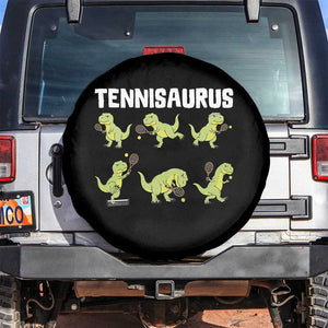 Funny Prehistoric Dinosaur Tennis Player Spare Tire Cover Gift For Tennis Fans TS12 No hole Black Print Your Wear