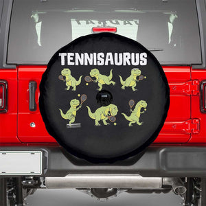 Funny Prehistoric Dinosaur Tennis Player Spare Tire Cover Gift For Tennis Fans TS12 Black Print Your Wear