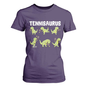 Funny Prehistoric Dinosaur Tennis Player T Shirt For Women Gift For Tennis Fans TS12 Purple Print Your Wear