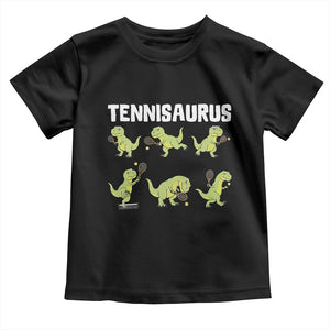 Funny Prehistoric Dinosaur Tennis Player Toddler T Shirt Gift For Tennis Fans TS12 Black Print Your Wear