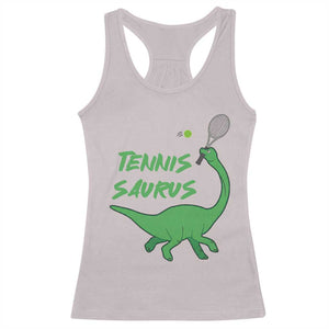 Funny Tennis Dinosaur Tennis Lover Racerback Tank Top Gift For Tennis Fans TS12 Ice Gray Print Your Wear