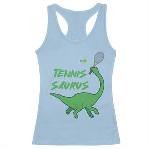 Funny Tennis Dinosaur Tennis Lover Racerback Tank Top Gift For Tennis Fans TS12 Light Blue Print Your Wear