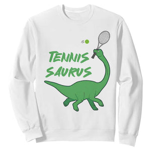 Funny Tennis Dinosaur Tennis Lover Sweatshirt Gift For Tennis Fans TS12 White Print Your Wear