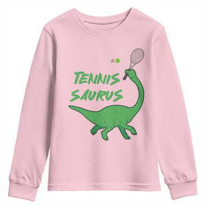 Funny Tennis Dinosaur Tennis Lover Youth Sweatshirt Gift For Tennis Fans TS12 Light Pink Print Your Wear