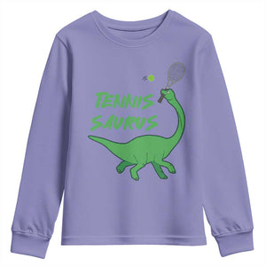 Funny Tennis Dinosaur Tennis Lover Youth Sweatshirt Gift For Tennis Fans TS12 Violet Print Your Wear