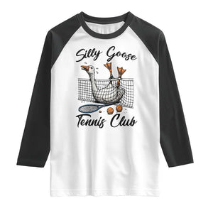 Funny Silly Goose Tennis Club Raglan Shirt Tennis Lover Gift TS12 White Black Print Your Wear