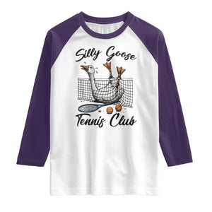Funny Silly Goose Tennis Club Raglan Shirt Tennis Lover Gift TS12 White Purple Print Your Wear