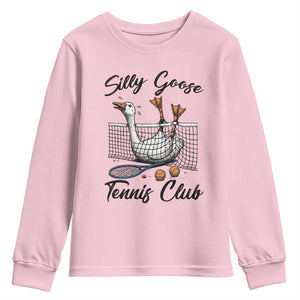 Funny Silly Goose Tennis Club Youth Sweatshirt Tennis Lover Gift TS12 Light Pink Print Your Wear