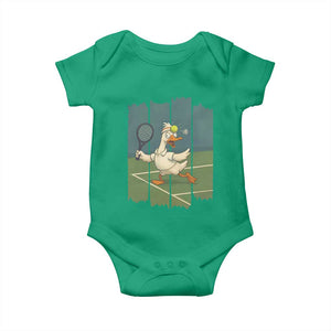 Silly Goose Playing Tennis Baby Onesie Funny Bird Getting Hit By Ball TS12 Irish Green Print Your Wear