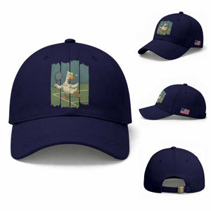 Silly Goose Playing Tennis Baseball Cap Funny Bird Getting Hit By Ball TS12 Baseball Cap Universal Fit Dark Blue Print Your Wear