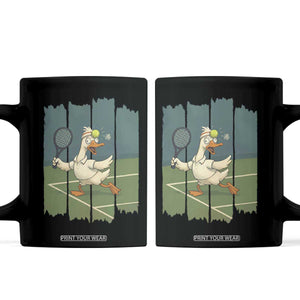 Silly Goose Playing Tennis Coffee Mug Funny Bird Getting Hit By Ball TS12 Black Print Your Wear