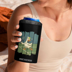 Silly Goose Playing Tennis 4 in 1 Can Cooler Tumbler Funny Bird Getting Hit By Ball TS12 Print Your Wear
