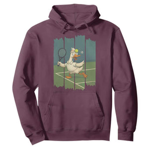 Silly Goose Playing Tennis Hoodie Funny Bird Getting Hit By Ball TS12 Maroon Print Your Wear