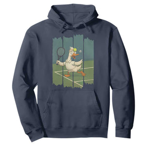 Silly Goose Playing Tennis Hoodie Funny Bird Getting Hit By Ball TS12 Navy Print Your Wear