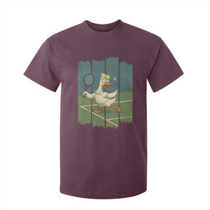 Silly Goose Playing Tennis T Shirt For Kid Funny Bird Getting Hit By Ball TS12 Maroon Print Your Wear