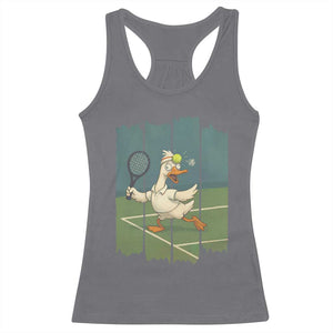Silly Goose Playing Tennis Racerback Tank Top Funny Bird Getting Hit By Ball TS12 Charcoal Print Your Wear