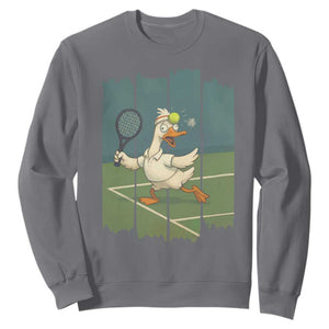 Silly Goose Playing Tennis Sweatshirt Funny Bird Getting Hit By Ball TS12 Charcoal Print Your Wear