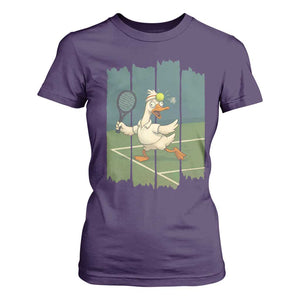 Silly Goose Playing Tennis T Shirt For Women Funny Bird Getting Hit By Ball TS12 Purple Print Your Wear