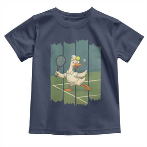 Silly Goose Playing Tennis Toddler T Shirt Funny Bird Getting Hit By Ball TS12 Navy Print Your Wear