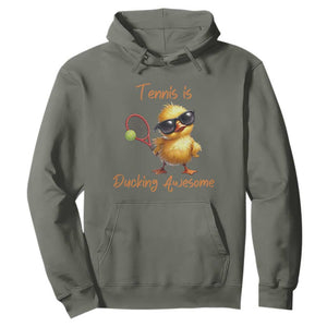 Funny Cute Duck Playing Tennis Hoodie Ducking Awesome TS12 Military Green Print Your Wear