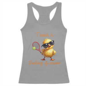 Funny Cute Duck Playing Tennis Racerback Tank Top Ducking Awesome TS12 Sport Gray Print Your Wear