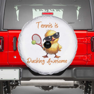 Funny Cute Duck Playing Tennis Spare Tire Cover Ducking Awesome TS12 White Print Your Wear