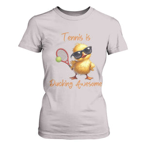 Funny Cute Duck Playing Tennis T Shirt For Women Ducking Awesome TS12 Ice Gray Print Your Wear