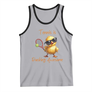 Funny Cute Duck Playing Tennis Tank Top Ducking Awesome TS12 Athletic Heather Black Print Your Wear