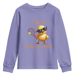 Funny Cute Duck Playing Tennis Youth Sweatshirt Ducking Awesome TS12 Violet Print Your Wear