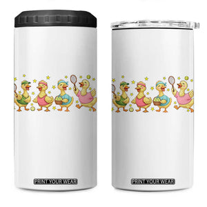 Funny Duck Playing Tennis 4 in 1 Can Cooler Tumbler Farm Animal Lover TS12 One Size: 16 oz White Print Your Wear