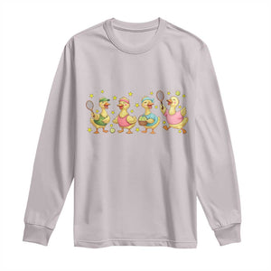 Funny Duck Playing Tennis Long Sleeve Shirt Farm Animal Lover TS12 Ice Gray Print Your Wear