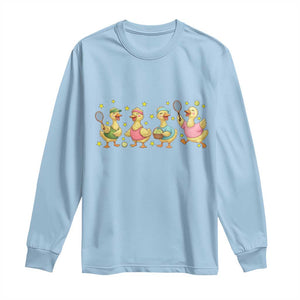 Funny Duck Playing Tennis Long Sleeve Shirt Farm Animal Lover TS12 Light Blue Print Your Wear