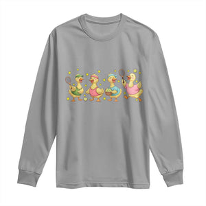 Funny Duck Playing Tennis Long Sleeve Shirt Farm Animal Lover TS12 Sport Gray Print Your Wear