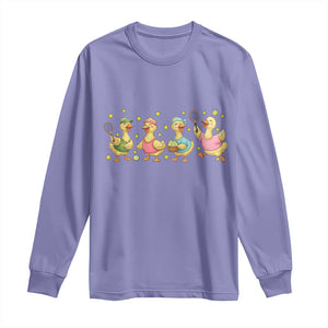 Funny Duck Playing Tennis Long Sleeve Shirt Farm Animal Lover TS12 Violet Print Your Wear
