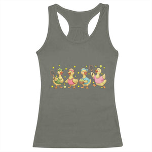Funny Duck Playing Tennis Racerback Tank Top Farm Animal Lover TS12 Military Green Print Your Wear