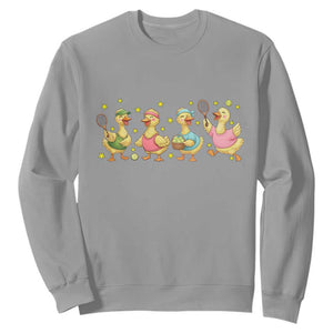Funny Duck Playing Tennis Sweatshirt Farm Animal Lover TS12 Sport Gray Print Your Wear