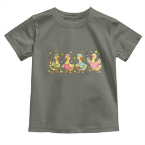 Funny Duck Playing Tennis Toddler T Shirt Farm Animal Lover TS12 Military Green Print Your Wear